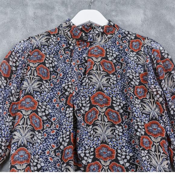 WALTER BAKER Michelle Floral Crossover Wrap Open Front Blouse Autumn Fall Sz S - Picture 5 of 9